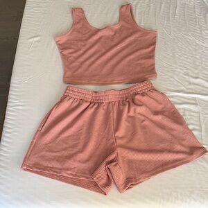 Blush Ribbed Tank and Shorts Set